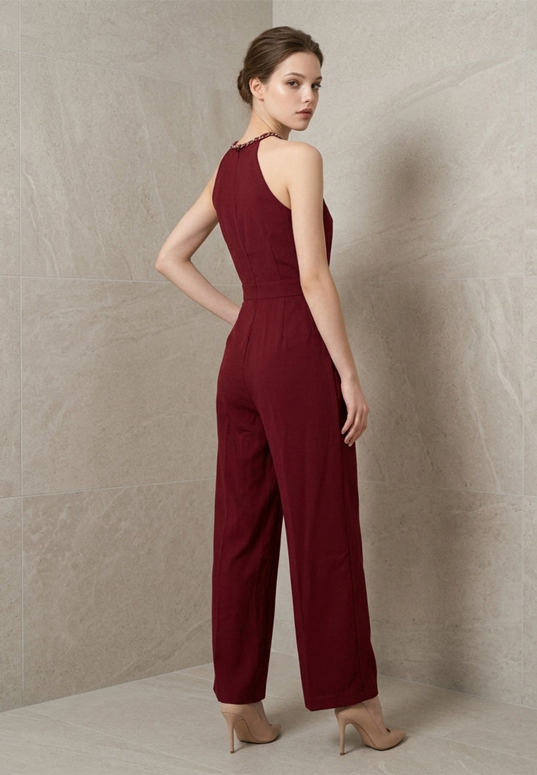 BebeBeige Chain Wide-Leg Jumpsuits
