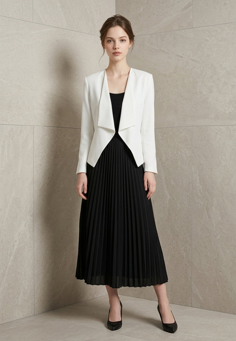 BebeBeige Collarless Draped Open-Front Blazer