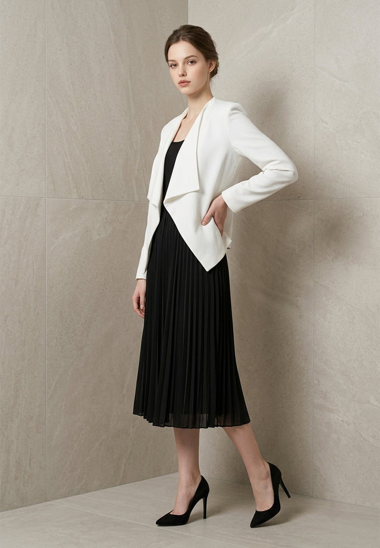 BebeBeige Collarless Draped Open-Front Blazer