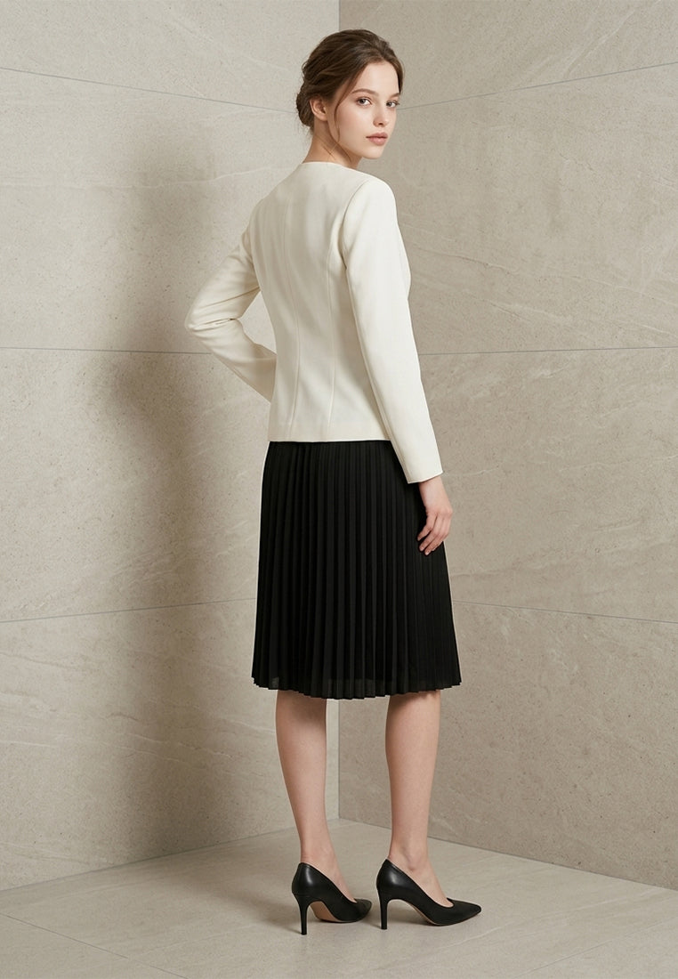 BebeBeige Collarless Draped Open-Front Blazer
