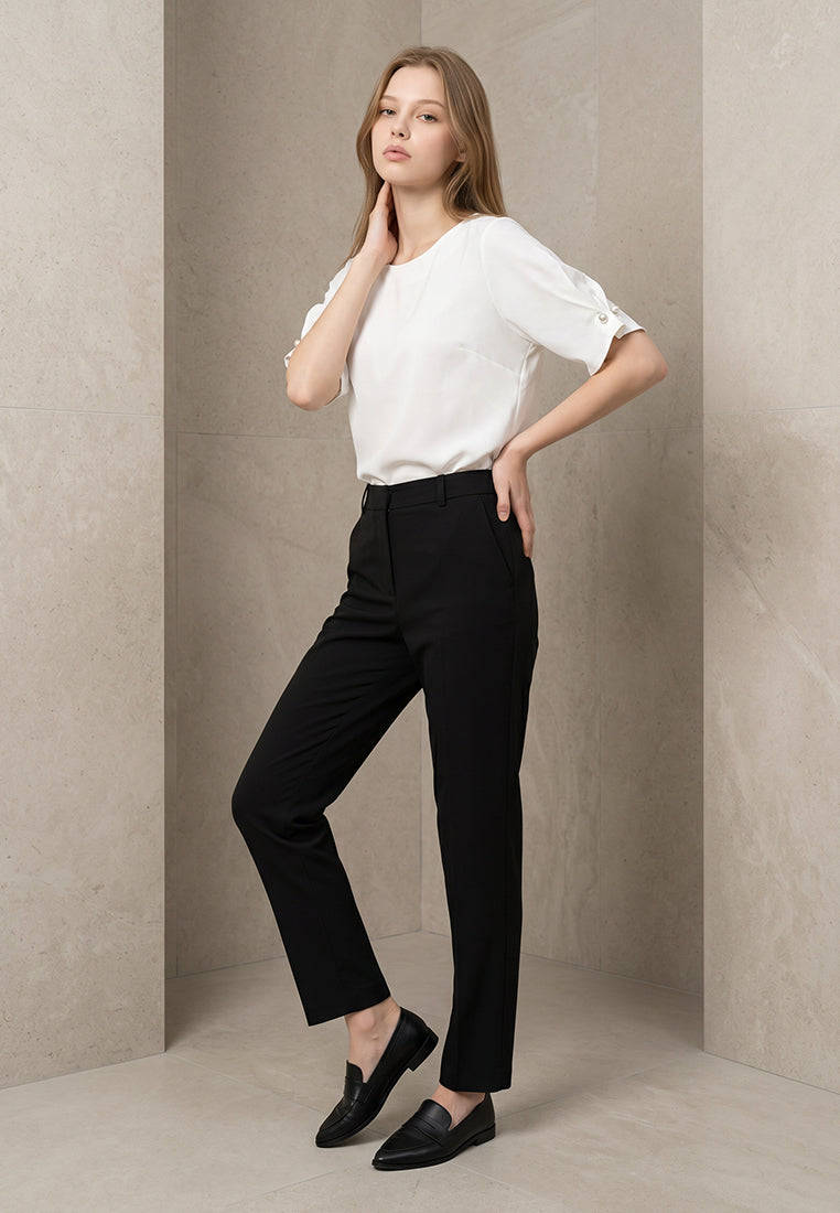 BebeBeige Boat Neck Blouse Top