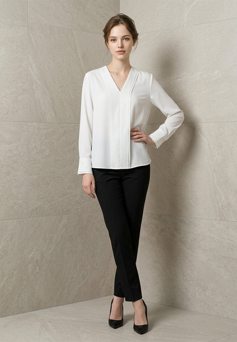 BebeBeige V-Neck Long Sleeve Blouse