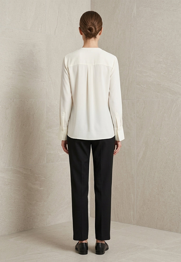 BebeBeige V-Neck Long Sleeve Blouse