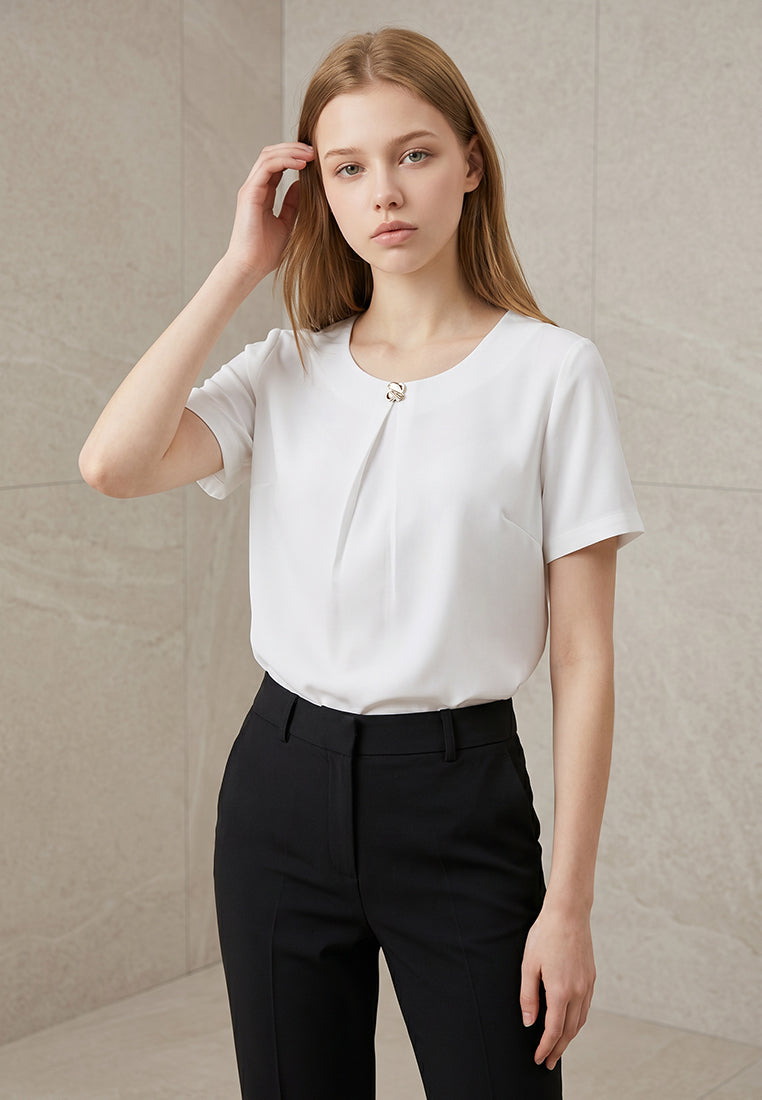 BebeBeige Round Neck Blouse Top