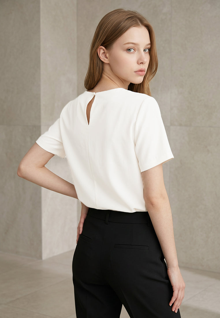 BebeBeige Round Neck Blouse Top
