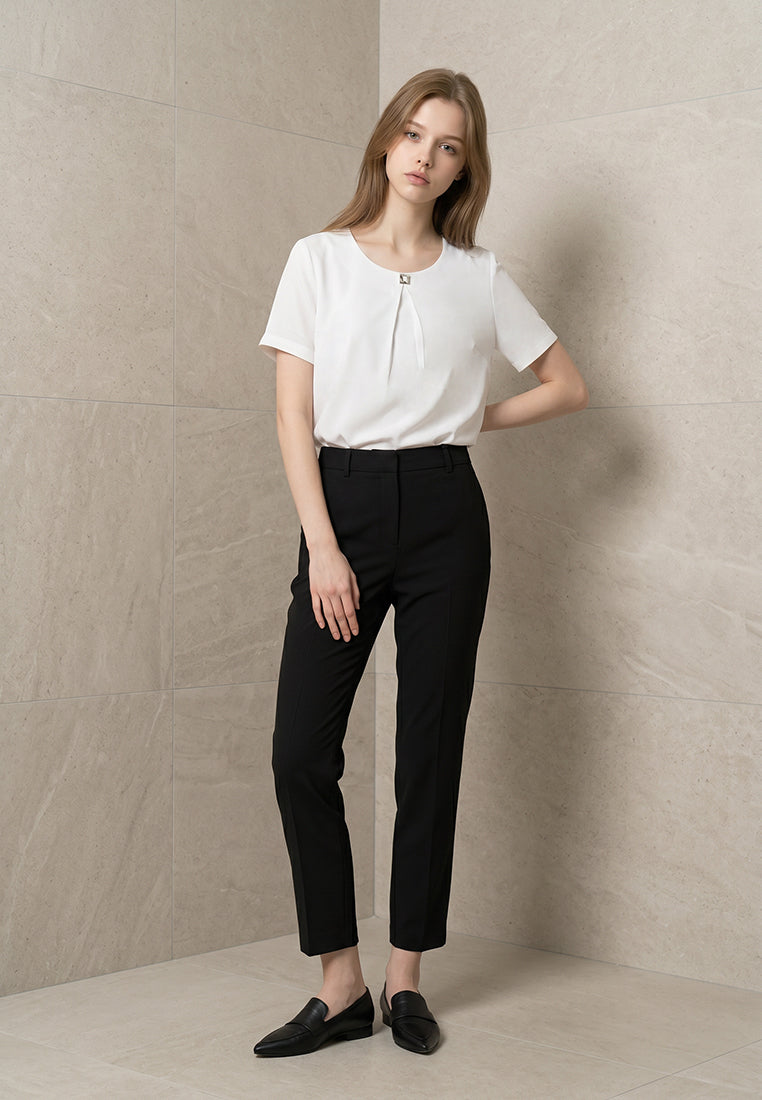BebeBeige Round Neck Blouse Top
