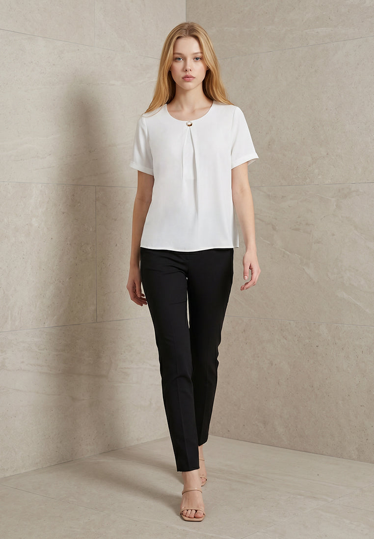 BebeBeige Round Neck Blouse Top