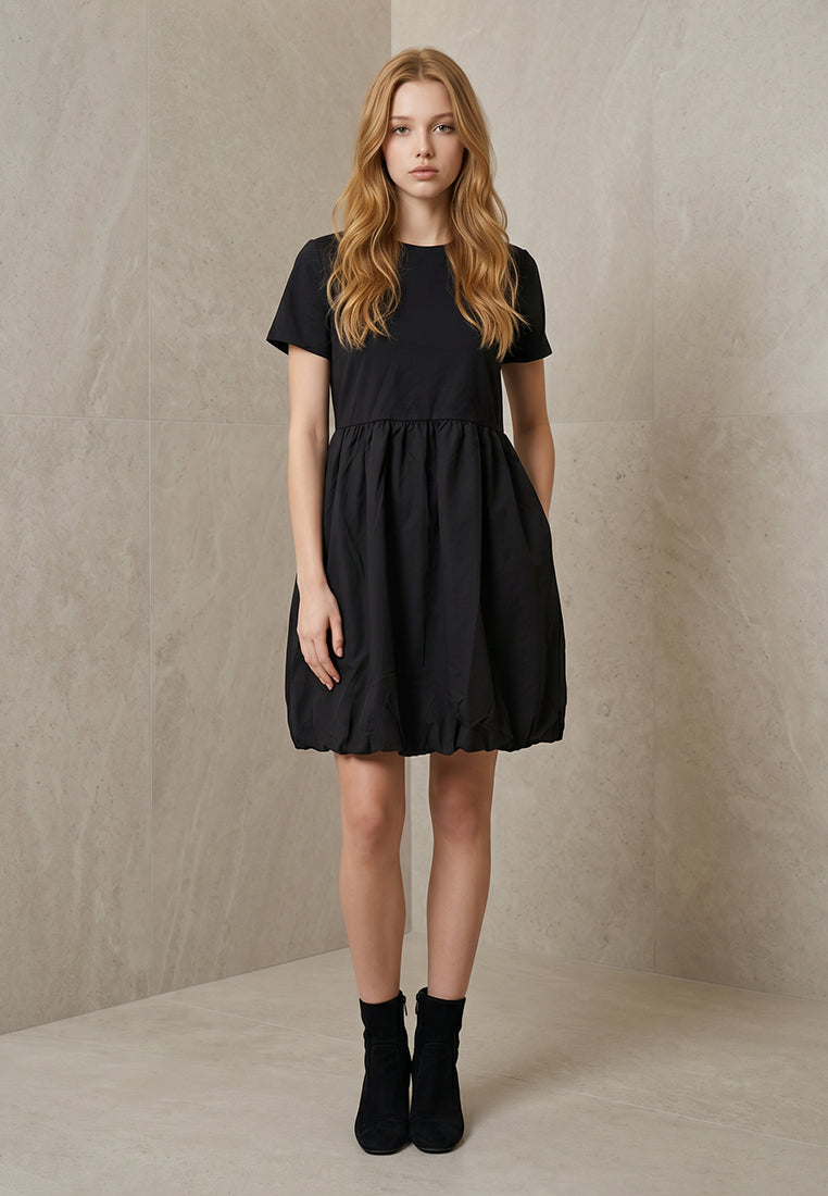 Plain B. Short Sleeve Bubble Hem Dress