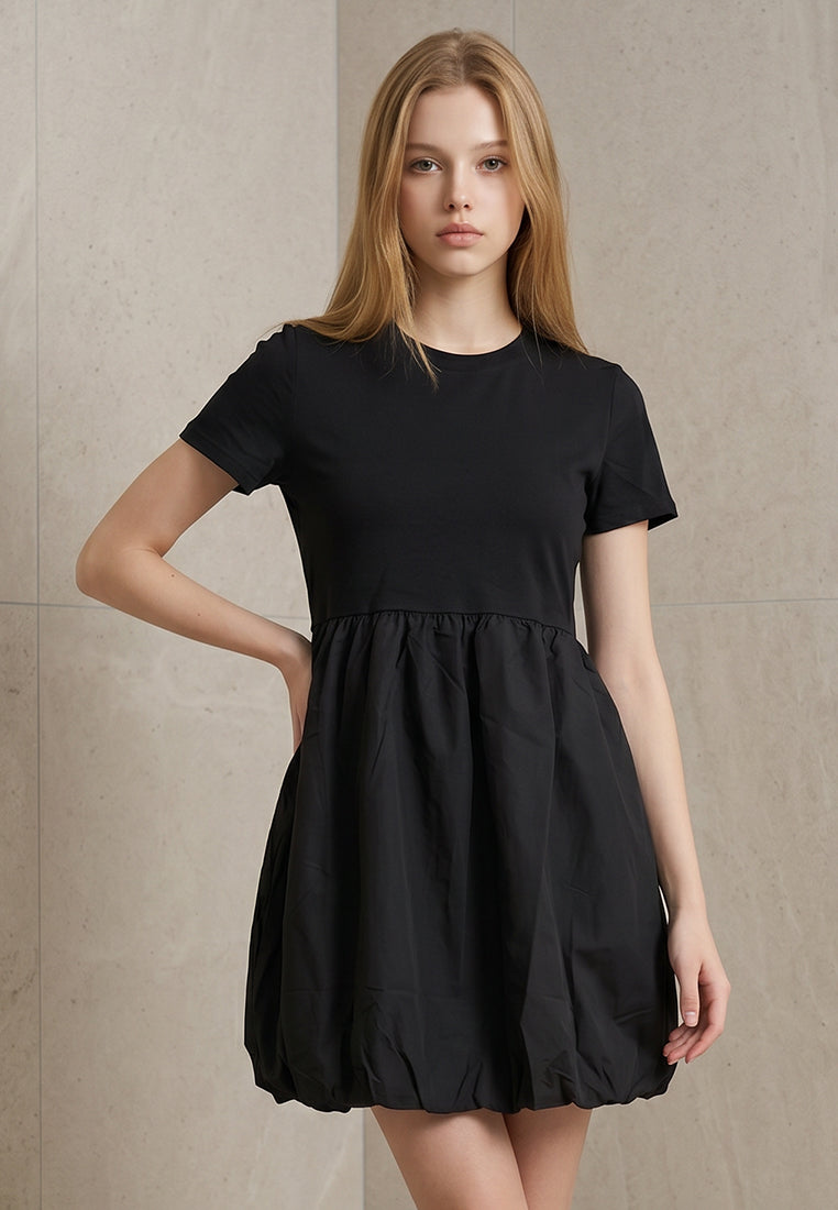 Plain B. Short Sleeve Bubble Hem Dress