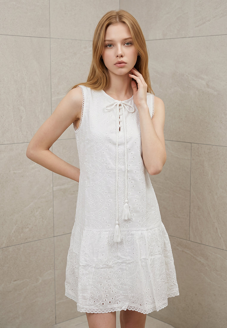 Plain B. Embroidered Eyelet Sleeveless Dress