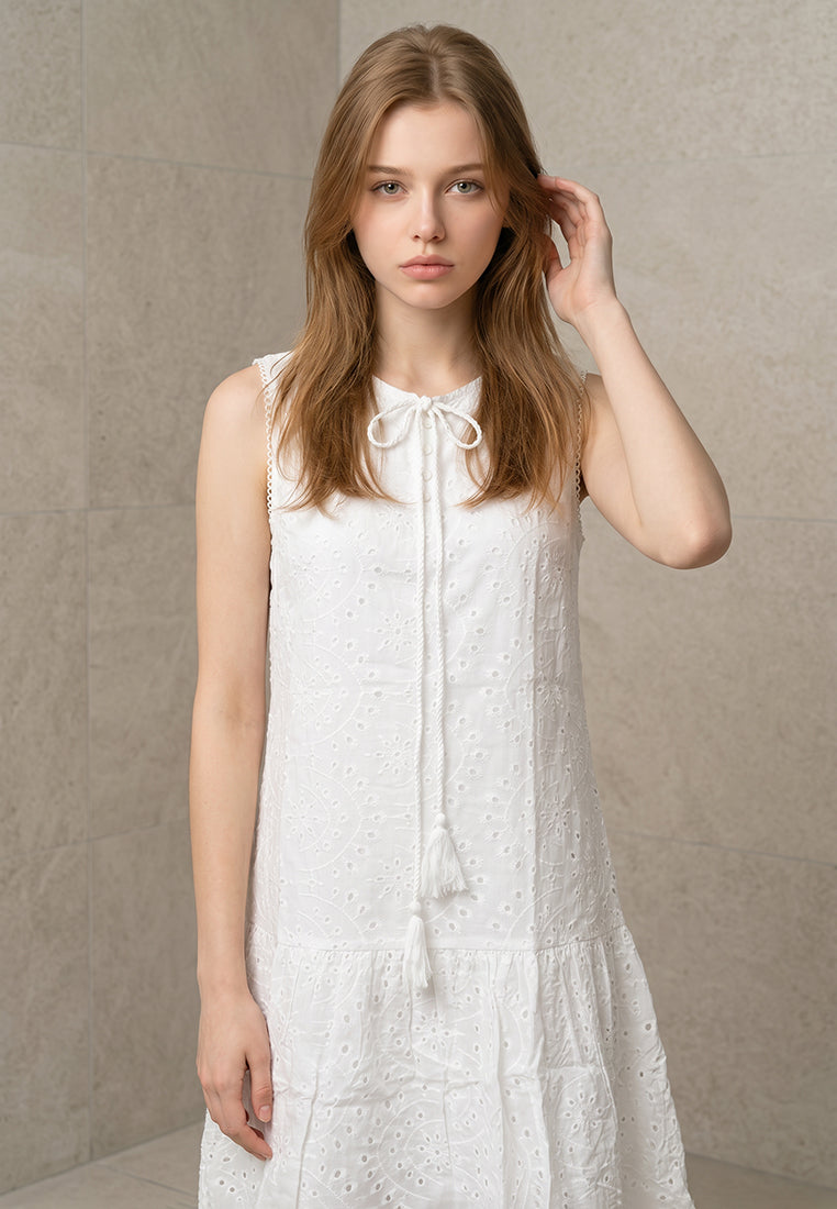 Plain B. Embroidered Eyelet Sleeveless Dress