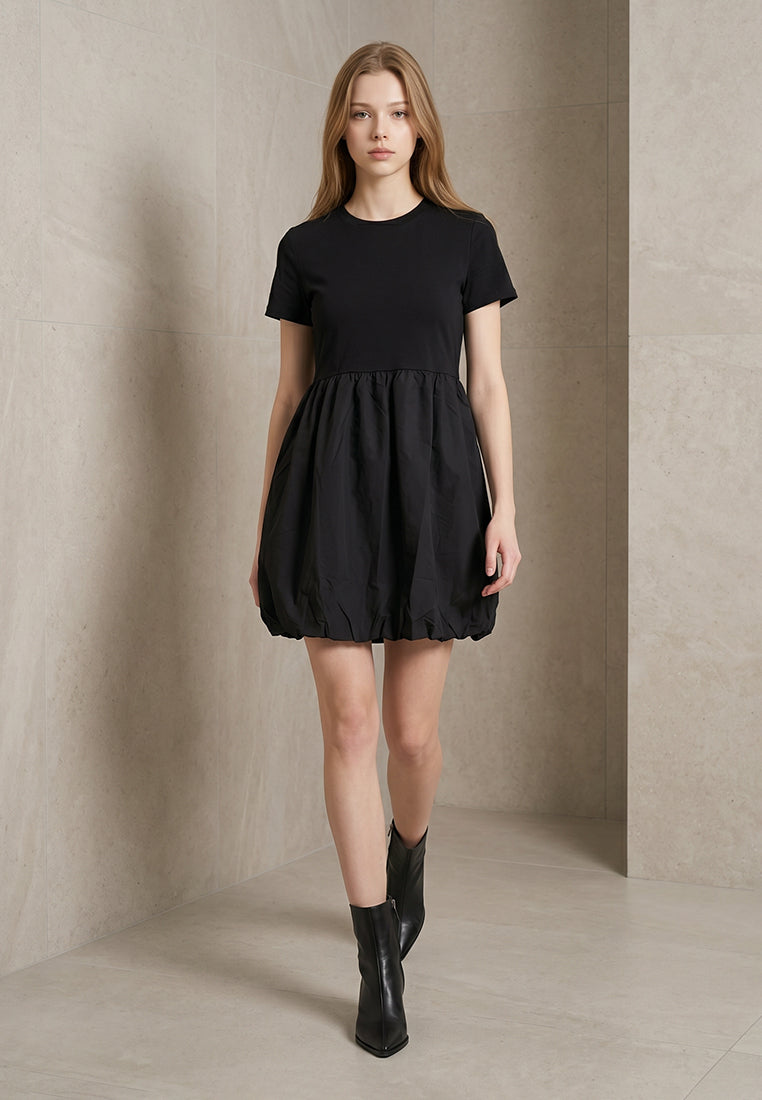 Plain B. Short Sleeve Bubble Hem Dress