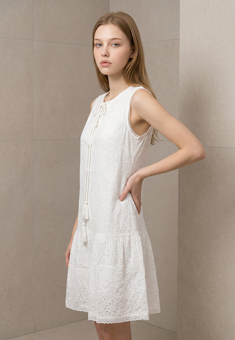 Plain B. Embroidered Eyelet Sleeveless Dress