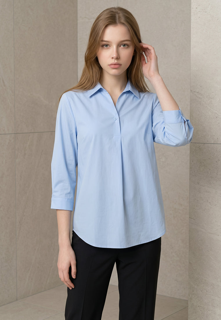 Plain B. Shirt with Pleat Accent