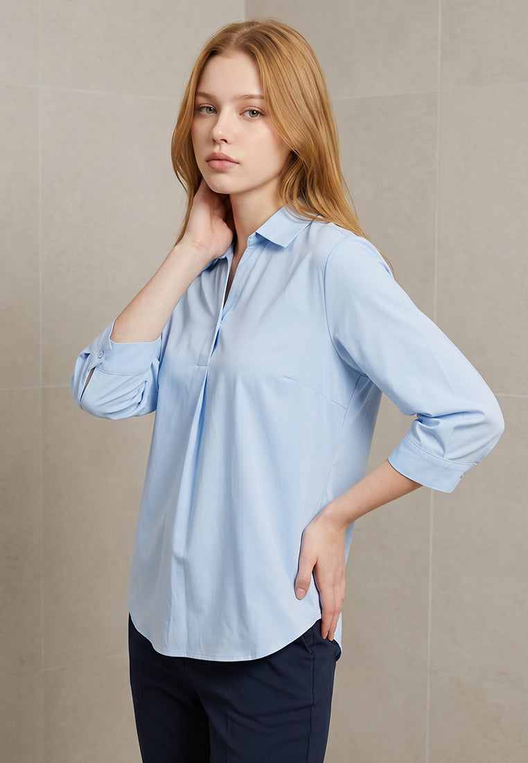 Plain B. Shirt with Pleat Accent