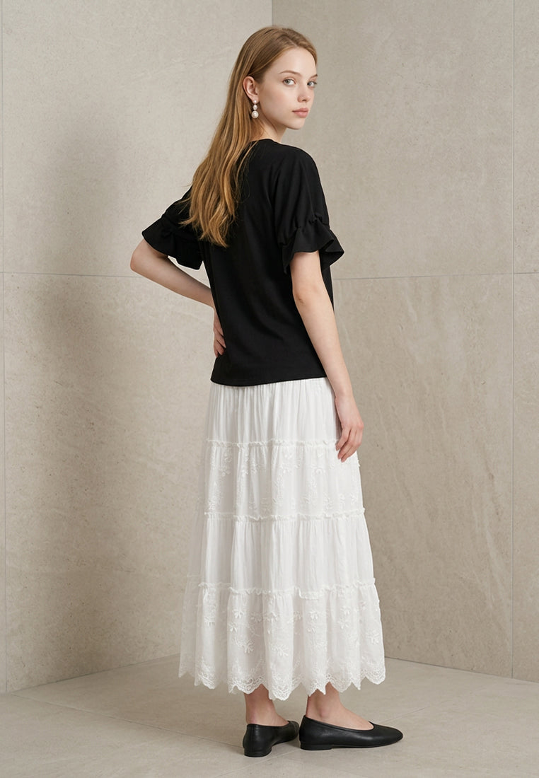 Plain B. Puff Sleeve Short Sleeve Top