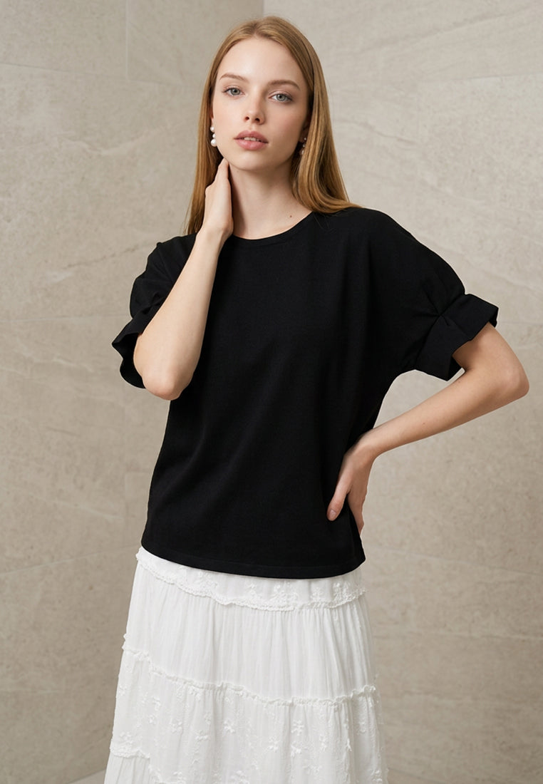 Plain B. Puff Sleeve Short Sleeve Top