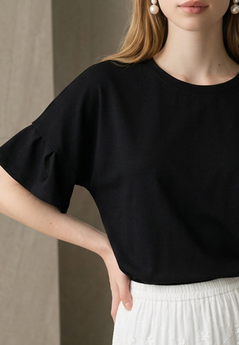Plain B. Puff Sleeve Short Sleeve Top