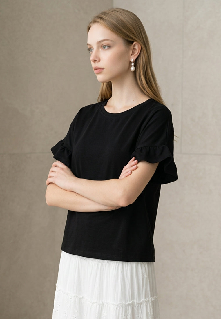 Plain B. Puff Sleeve Short Sleeve Top