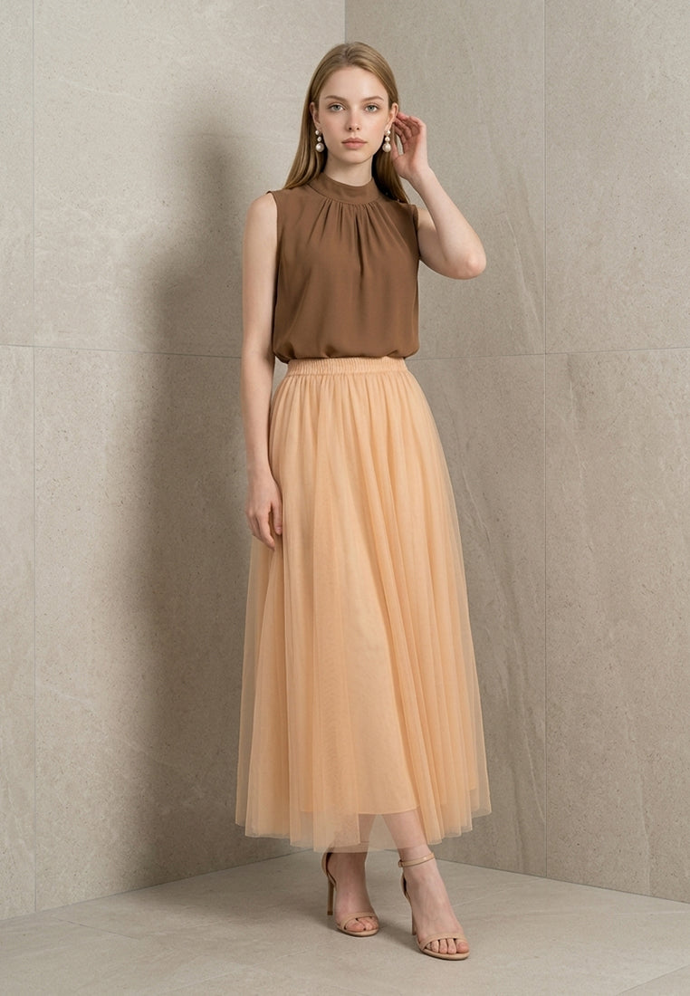 BebeBeige Sleeveless Back Tie-Bow High Neck Top
