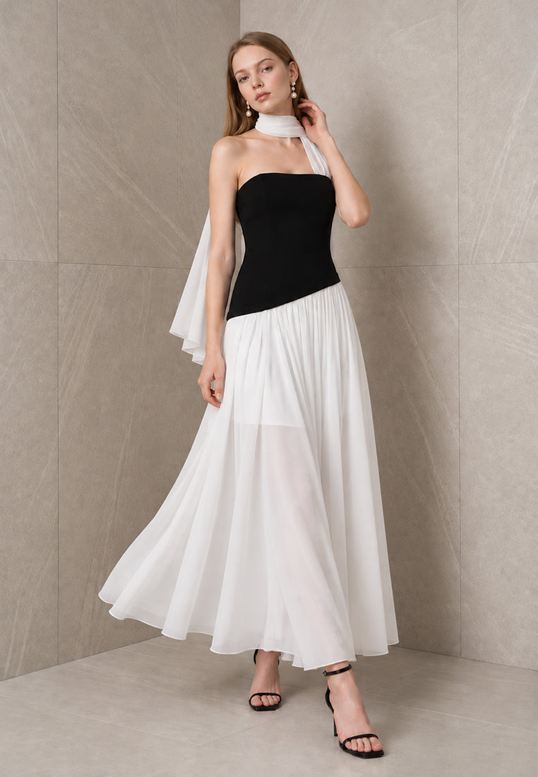 BebeBeige Asymmetric Maxi Dress