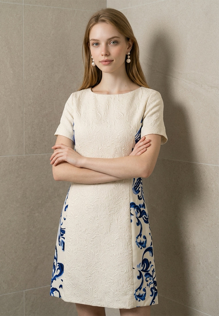BebeButterfly Porcelain Jacquard Mini Dress