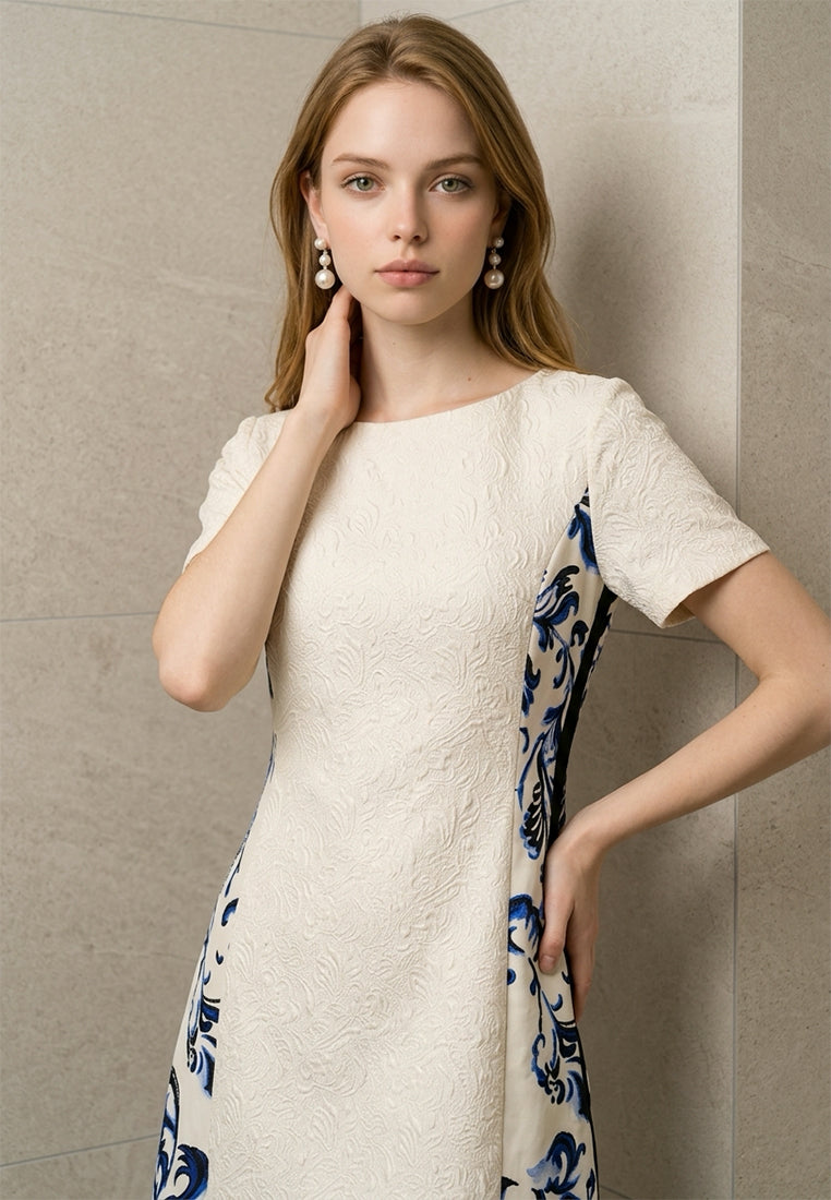 BebeButterfly Porcelain Jacquard Mini Dress