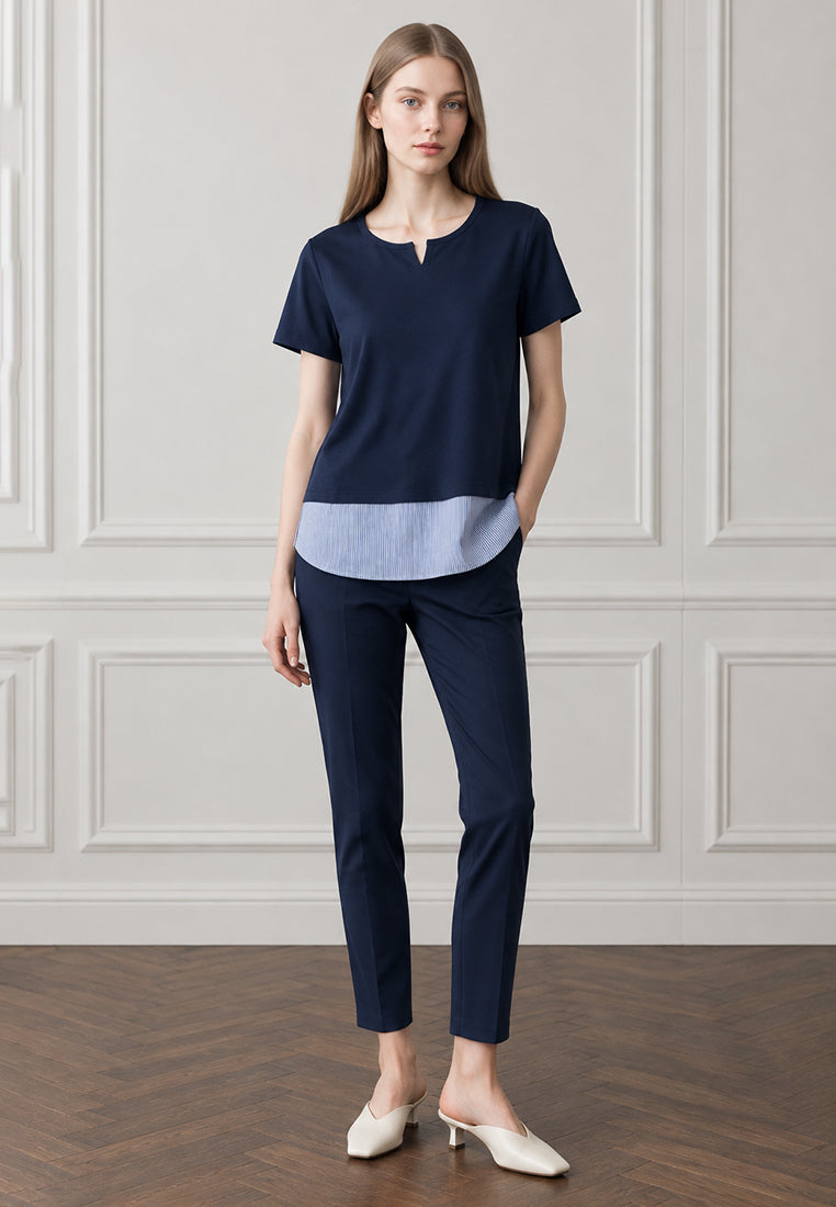 Plain B. Notch-Neck Cotton Tee