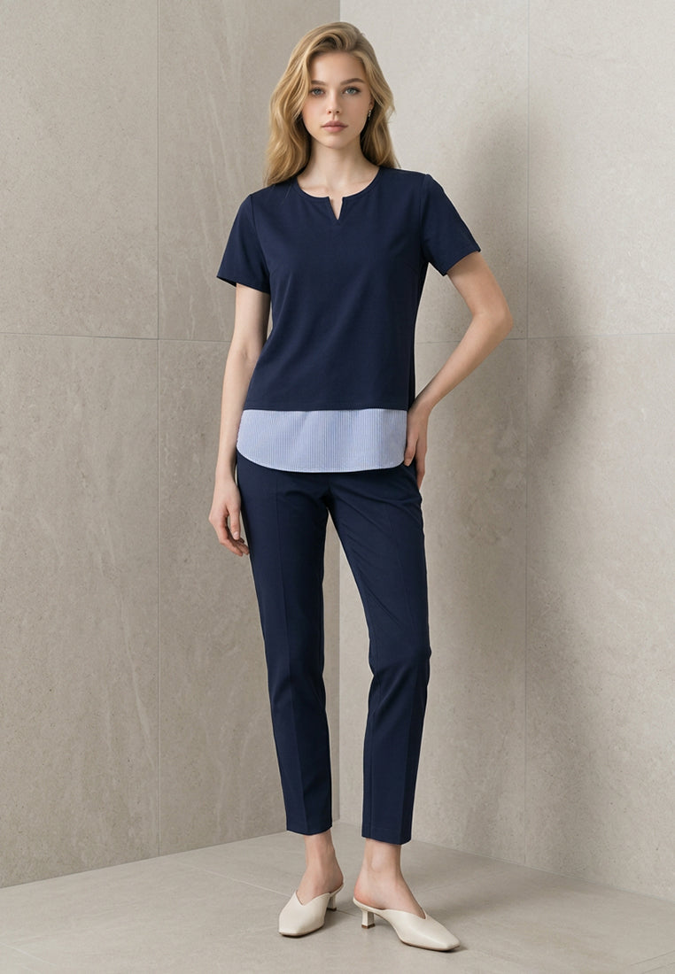 Plain B. Notch-Neck Cotton Tee