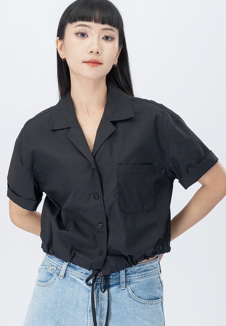 Plain B. Collar Cropped Shirt