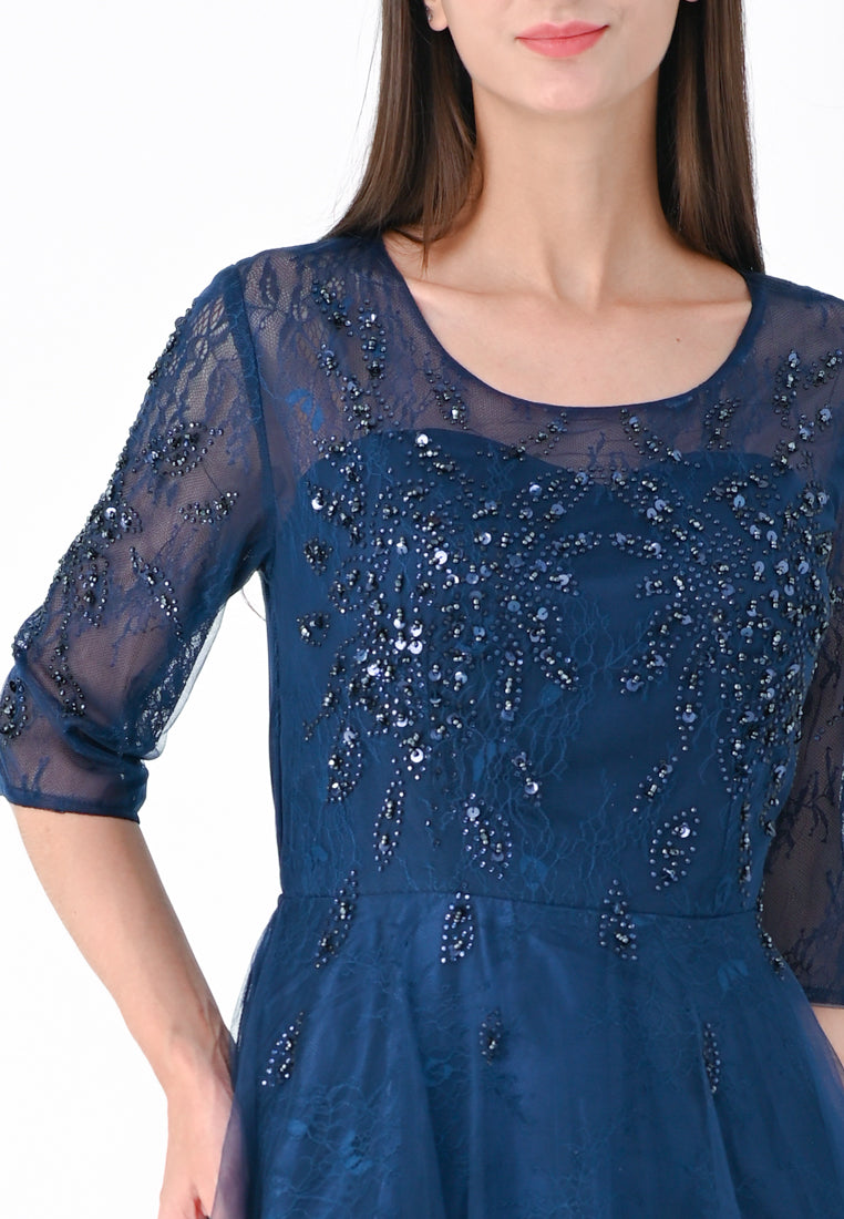 BebeButterfly Embroidered Half Sleeve Gown