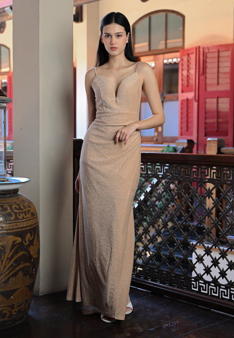 BebeBeige Glitter Maxi Dress