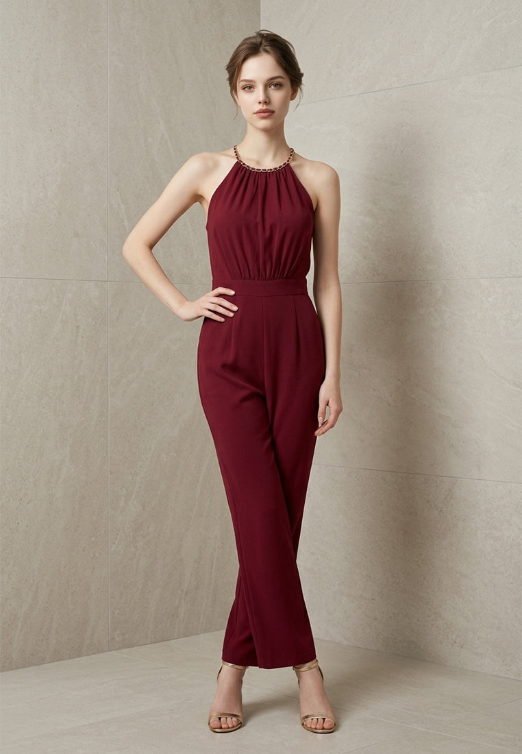 BebeBeige Chain Wide-Leg Jumpsuits
