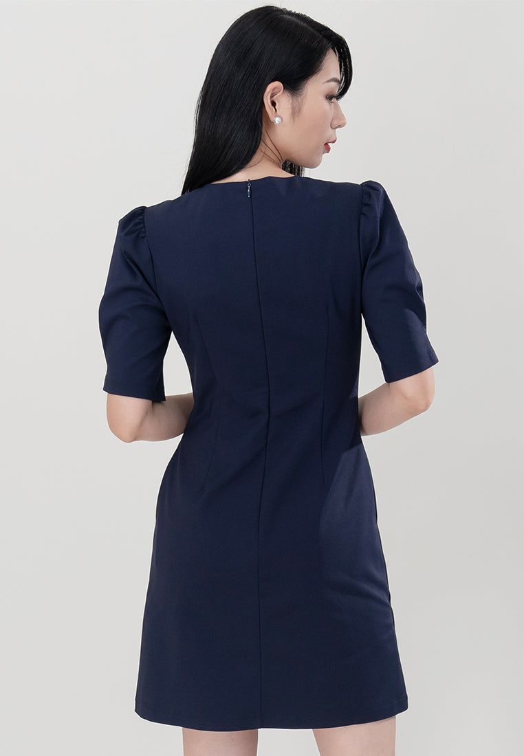 BebeBeige Round Neckline Lining Mini Dress