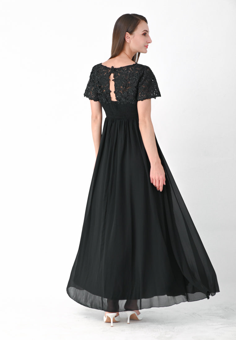 BebeButterfly Embroidered Sleeve Gown