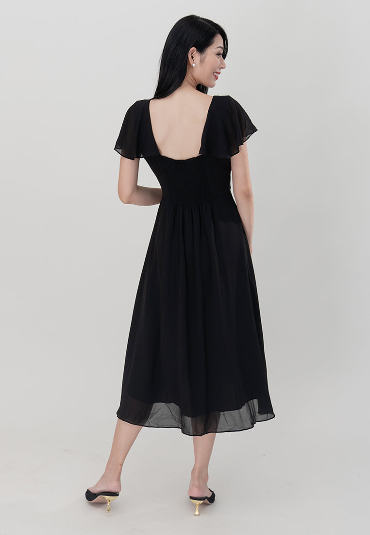 BebeButterfly V-neck Midi Dress