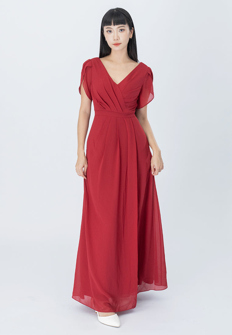 BebeButterfly  V-Neckline  Maxi Dinner Dress