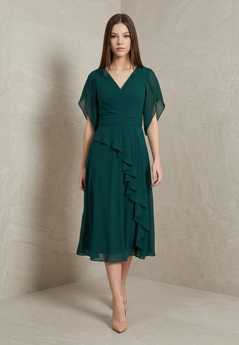 BebeButterfly Chiffon Midi Dress