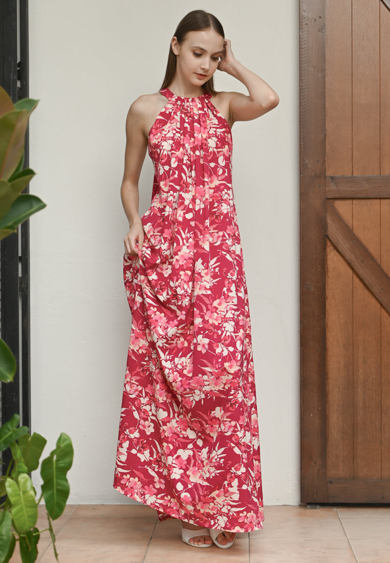 BebeBeige Flowy Floral Dinner Dress