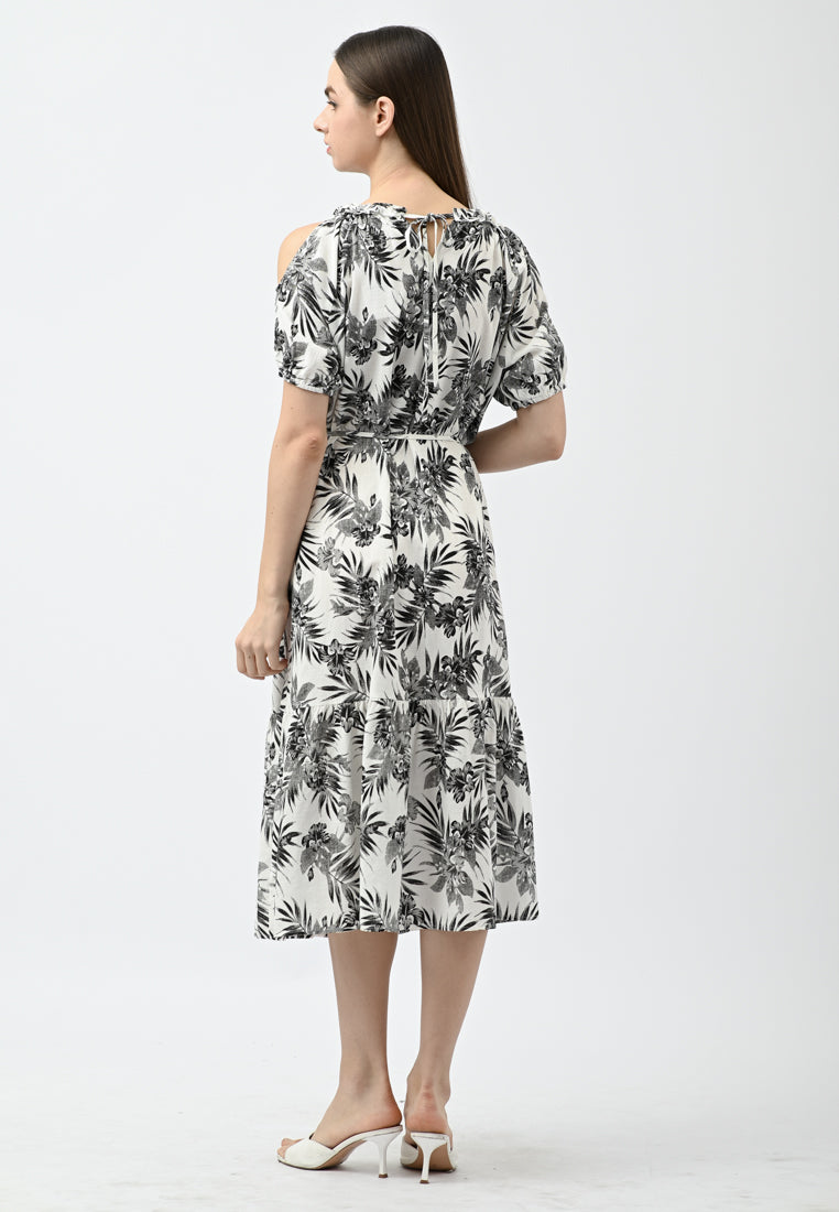 Plain B. Cold Shoulder Floral Dress