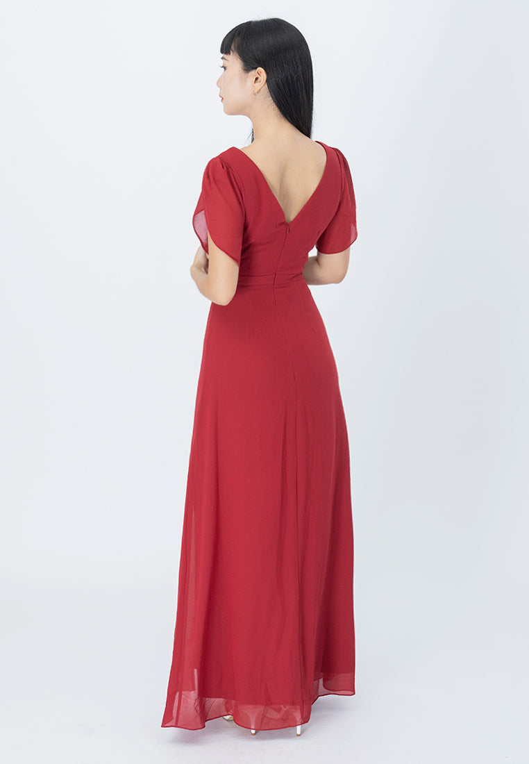 BebeButterfly  V-Neckline  Maxi Dinner Dress