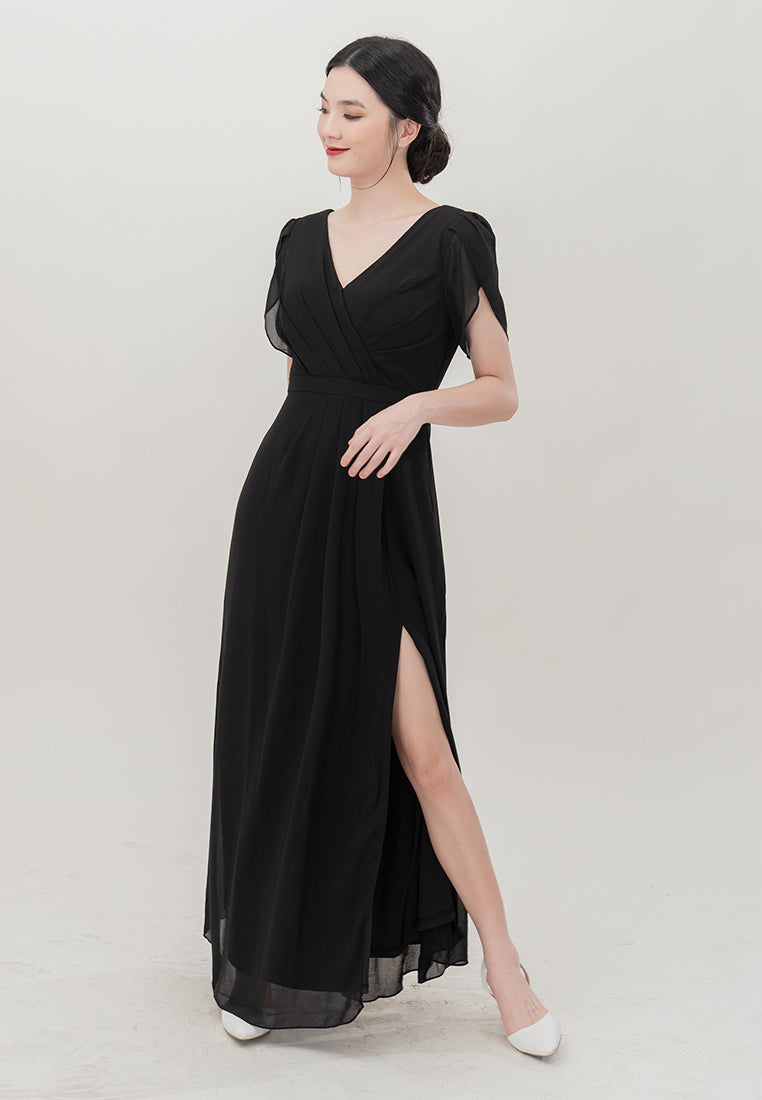 BebeButterfly  V-Neckline  Maxi Dinner Dress