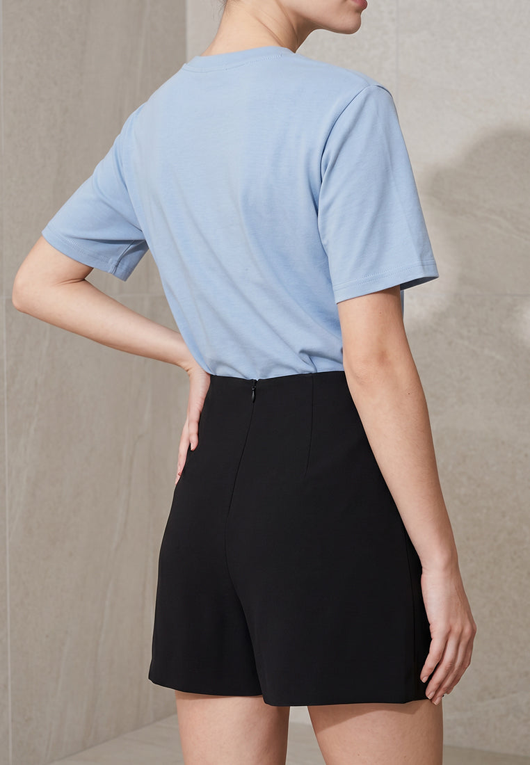 Plain B. Asymmetrical Ruched Mini Skort
