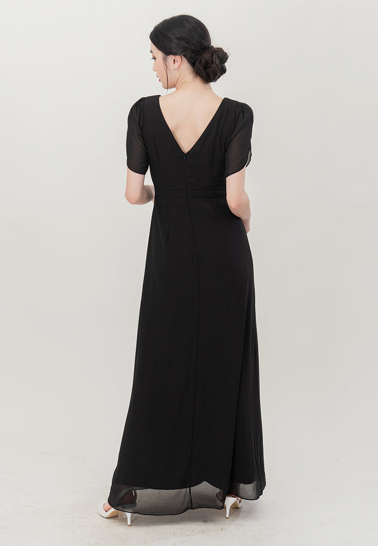 BebeButterfly  V-Neckline  Maxi Dinner Dress