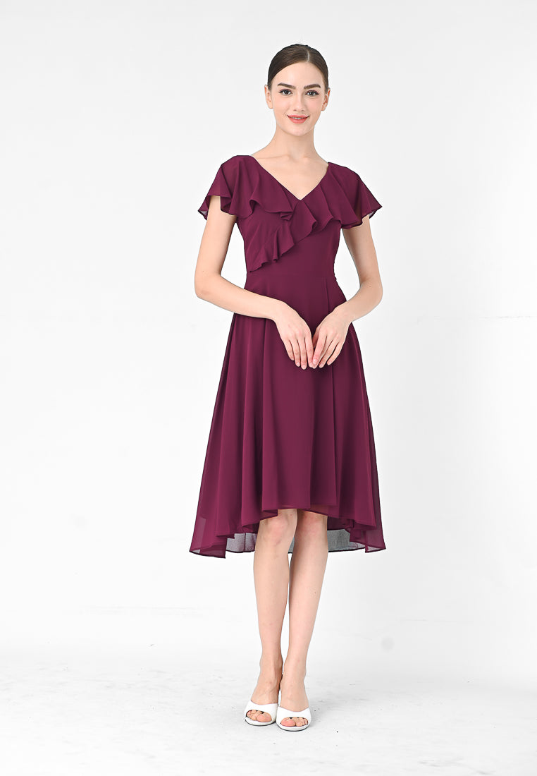 BebeButterfly V-neck Midi Dress