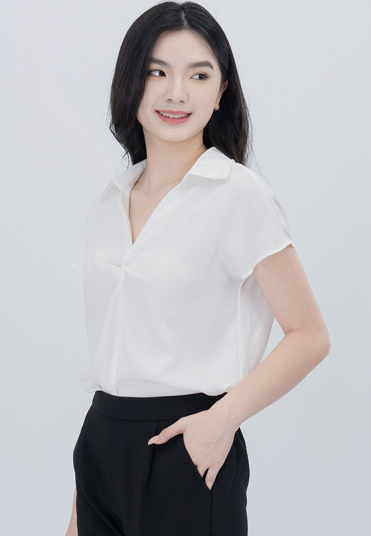 BebeBeige Collared Cooling Blouse Top