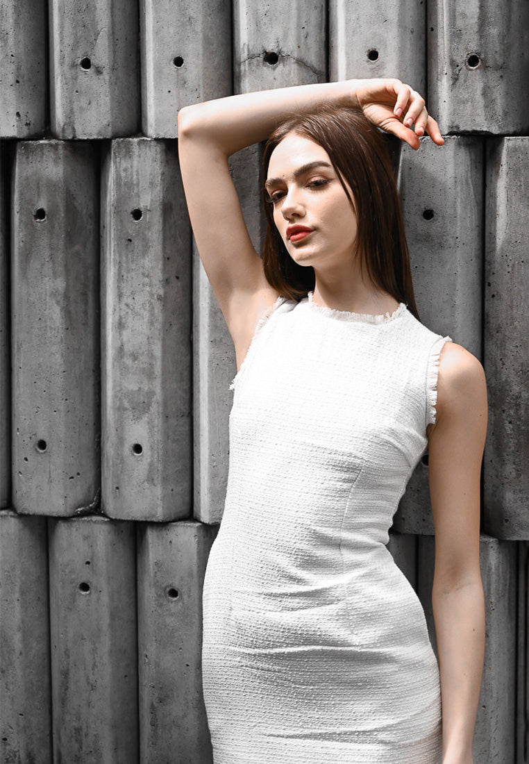 BebeBeige Tweed Sleeveless Mini Dress