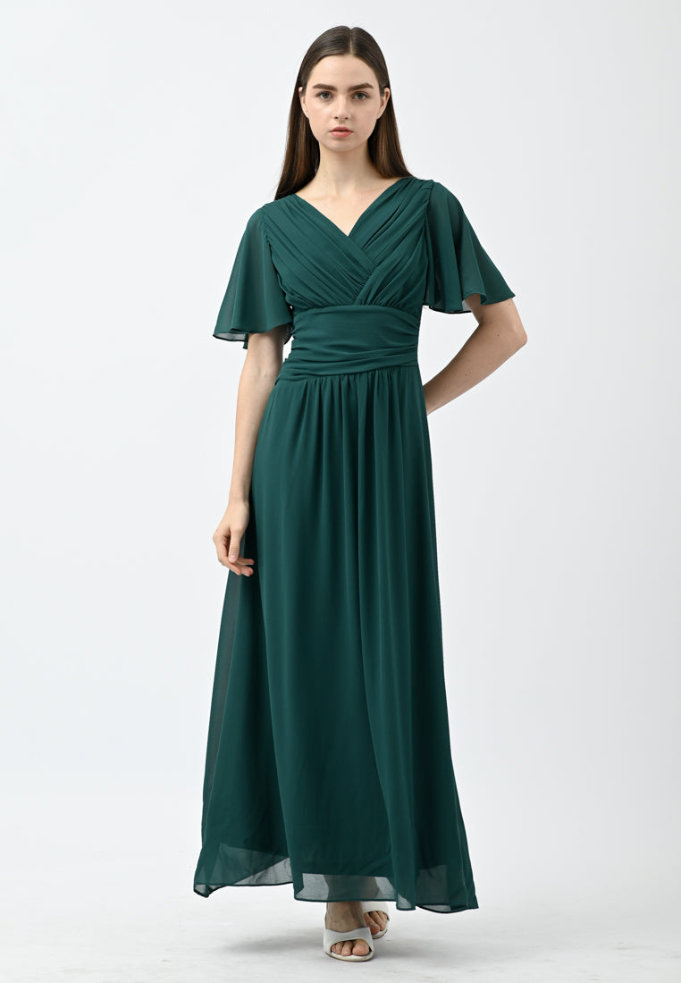 BebeButterfly V-Neck Maxi Dress