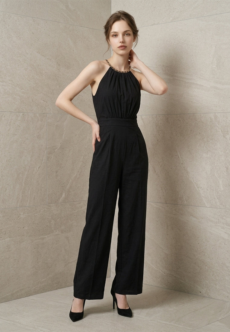 BebeBeige Chain Wide-Leg Jumpsuits