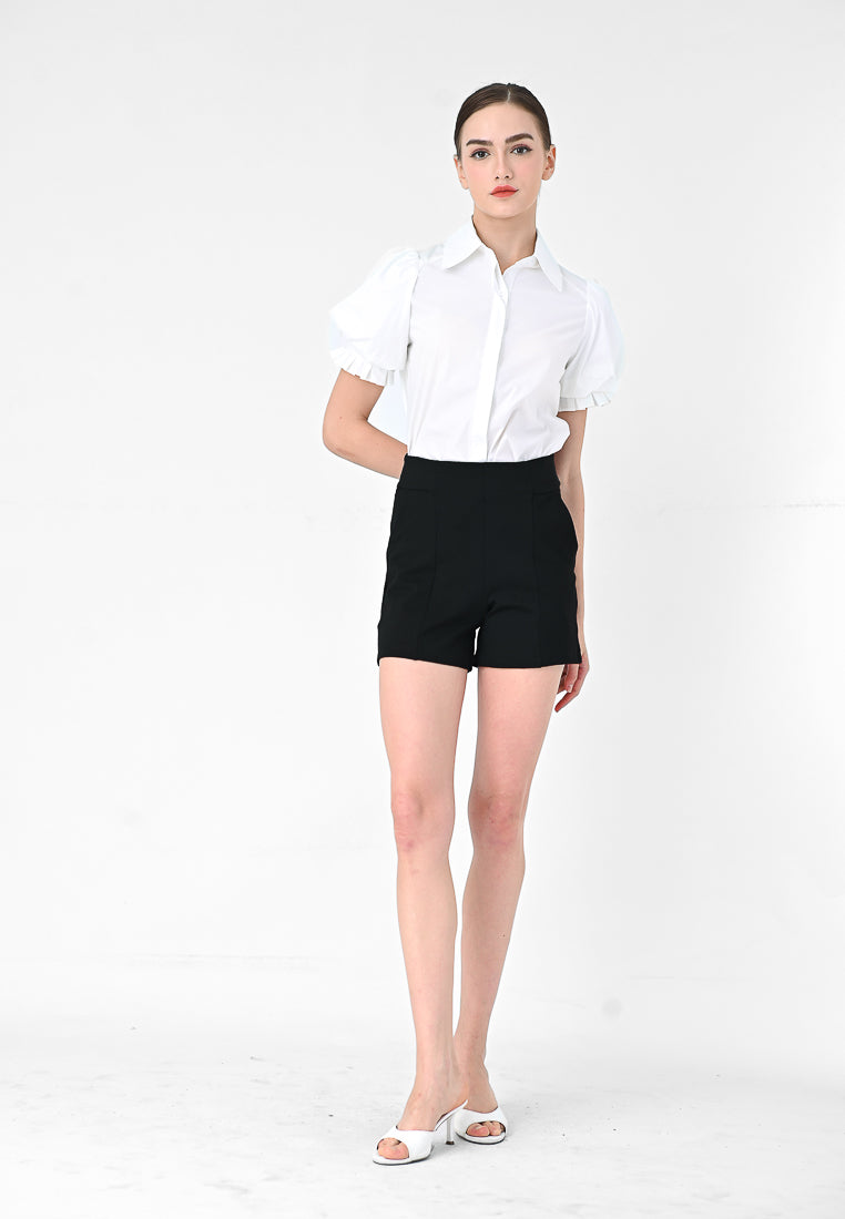 BebeBeige Puff Sleeve Shirt Top